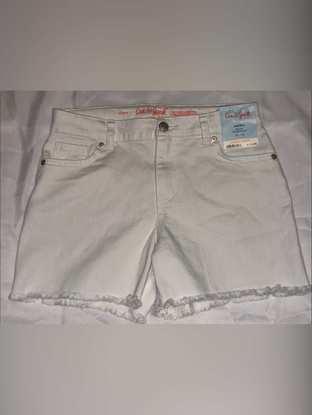 Cat & Jack White Frayed Hem Denim Shorts XL